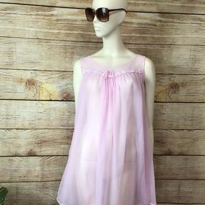 50's Sheer Lace Chiffon Baby Doll Gown